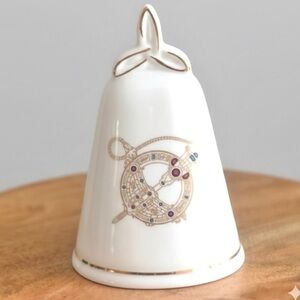 Royal Tara Irish Fine Bone China Bell Celtic Tara Brooch Gold Trim Galway